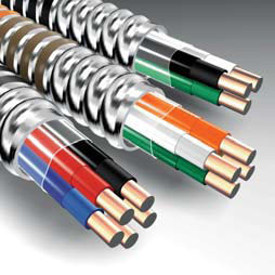 12/2 With Ground, 277V, Brown/Gray, MC Aluminum Jacketed Cable, Solid  Conductors, 1000 Ft. Reel .