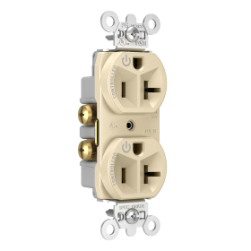 Pass & Seymour Straight Blade Receptacle 5362CD-I Decorator Duplex Dual Controlled Plug Load Straight Blade Receptacle, 125 VAC, 20 A, Ivory