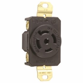 Pass & Seymour Turnlok L2120-R Single Locking Receptacle, 120/280 VAC, 20 A, 2 Poles, 3 Wires, Black