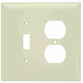 Pass & Seymour TradeMaster TPJ18-I Jumbo Combination Wallplate, 2 Gangs, Ivory, 6 in, Thermoplastic