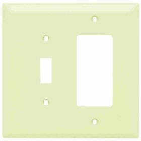 Pass & Seymour TradeMaster TPJ126-I Jumbo Combination Wallplate, 2 Gangs, Ivory, 6 in, Thermoplastic