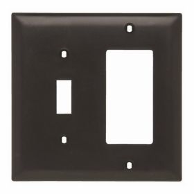 Pass & Seymour TP126 Combination Openings 1 Toggle Switch and 1 Decorator Two Gang Brown Thermoplastic Plate