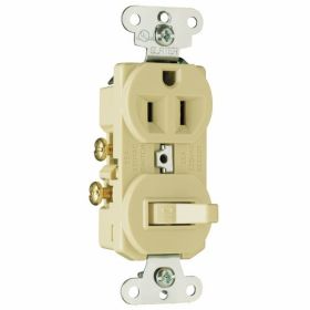 Pass & Seymour 691I 15A 120/125V Combination Single-Pole Switch and Single Receptacle Ivory