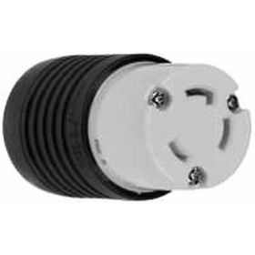 Pass & Seymour L630C 30A NEMA L630 Connector - Black Back White Front Body Twistlock 250 VAC 3W