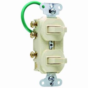 Pass & Seymour 696-IG 3-Way Double Grounding Combination Switch, 15 A, 120/277 VAC, (1) Single Pole Switch/(1) 3-Way Switch