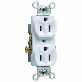 Pass & Seymour CR15-W Duplex Straight Blade Receptacle 125 VAC 15 A 2 Poles 3 Wires White