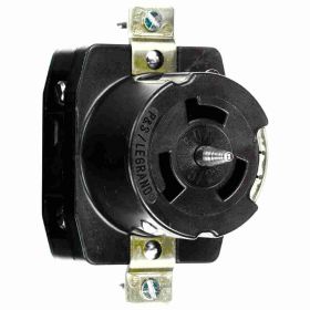 Pass & Seymour Turnlok CS8169 3-Phase Single Locking Receptacle, 480 VAC, 50 A, 3 Poles, 4 Wires, Black