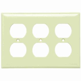 Pass & Seymour Sierraplex SP83-I Standard Wallplate, 3 Gangs, Ivory, 5 in H x 6-3/8 in W, Thermoplastic