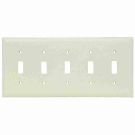 Pass & Seymour TradeMaster TP5-LA Standard Wallplate, 5 Gangs, Light Almond, 5-1/2 in H x 10 in W, Thermoplastic