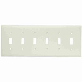 Pass & Seymour TradeMaster TP6-LA Standard Wallplate, 6 Gangs, Light Almond, 5 in H x 11.812 in W, Thermoplastic