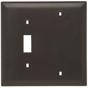 Pass & Seymour TP113 Combination Openings 1 Toggle Switch and 1 Blank Two Gang Brown Thermoplastic Plate