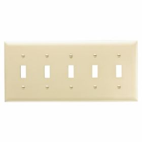 Pass & Seymour TP5I Toggle Switch Openings Five Gang Ivory Thermoplastic Plate