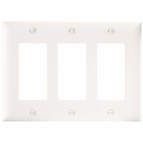 Pass & Seymour TP263W Decorator Openings Three Gang White Thermoplastic Plate