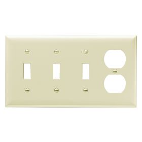 Pass & Seymour SP38I Combination Openings 3 Toggle Switch and 1 Duplex Receptacle Four Gang Ivory Thermoplastic Plate