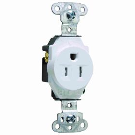 Pass & Seymour TR5251W 15A 125V Construction Spec-Grade Tamper-Resistant Single Receptacle Back and Side Wire White