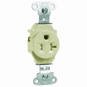 Pass & Seymour TR5351-LA Single Tamper Resistant Straight Blade Receptacle, 125 VAC, 20 A, 2 Poles, 3 Wires, Light Almond