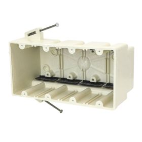 Allied 4304-NK 3-9/16 In. Deep Four-Gang Two-Hour Fire-Rated Captive Nail-On Fiberglass Box with K-Clamp 75 Cubic In.