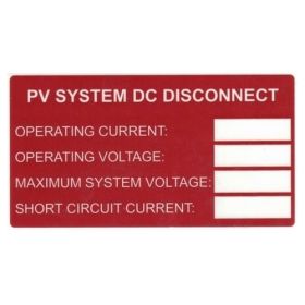 H-TYTON 596-00241 PV DC RATING 3-3/4X2" PRINTABLE RED REFLECTIVE POLYESTER SOLAR LABELS 50/RL