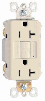 Pass & Seymour radiant 2097LA radiant 20A Duplex Self-Test GFCI Receptacles with SafeLock Protection Light Almond