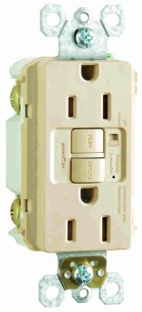 Pass & Seymour 1597TRAI Trademaster Audible Alarm Tamper-Resistant 15A Self-Test Duplex GFCI Ivory 125 VAC 3W