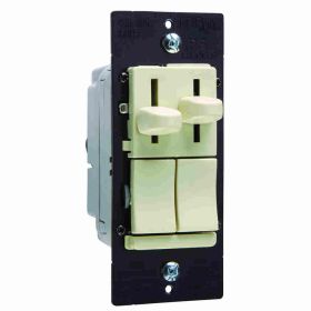 Pass & Seymour LSDC163-PIV 1-Pole 3-Way Bare Insulated Dimmer Fan Speed Control Switch, 1.6 A, 3-Speed/Slide Preset Operational Mode, Thermoplastic, Ivory