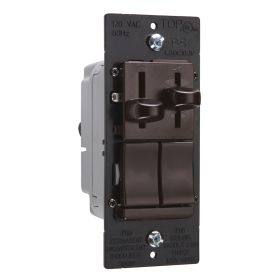 Pass & Seymour LSDC163-PV 1-Pole 3-Way Bare Insulated De-Hummer Dimmer Fan Speed Control Switch, 1.6 A, 3-Speed/Slide Preset Operational Mode, Thermoplastic, Brown