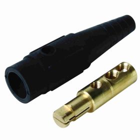 Pass & Seymour PLS182-MBK 1-Pole Cam Type Male Weatherproof In-Line Connector, 600 VAC, 400 A, 6 to 2 AWG Wire, Double Set Screw Connection, NEMA 3R/4