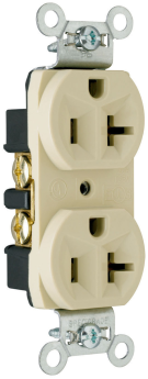 Pass & Seymour CRB5362-LA Duplex Straight Blade Receptacle 125 VAC 20 A 2 Poles 3 Wires Light Almond