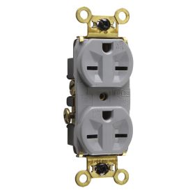 Pass & Seymour Straight Blade Receptacle WR5662-GRY 3-Phase Duplex Heavy Duty Weather Resistant Wall Mount Straight Blade Receptacle, 250 VAC, 15 A, 2 Poles, 3 Wires, Gray