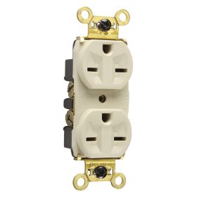 Pass & Seymour WR5662-I 3-Phase Duplex Heavy Duty Tamper Resistant Weather Resistant Straight Blade Receptacle, 250 VAC, 15 A, 2 Poles, 3 Wires, Ivory