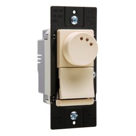 Pass & Seymour DRDH163-PIV 3-Way De-Hummer Dimmer Decorator Fan Speed Control, 120 VAC, 1.6 A, 3-Speed Rotary/Preset Knob Operational Mode, Thermoplastic, Ivory