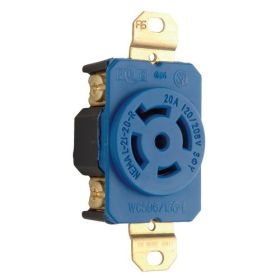 Pass & Seymour Turnlok L2120-RBL 3-Phase Impact Resistant Single Receptacle, 120/208 VAC, 20 A, 4 Poles, 5 Wires, Gray