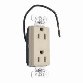 Pass & Seymour Straight Blade Receptacle PTTR26262-SCI 3-Phase Decorator Split Circuit Tamper Resistant Wall Mount Straight Blade Receptacle, 125 VAC, 15 A, 2 Poles, 3 Wires, Ivory