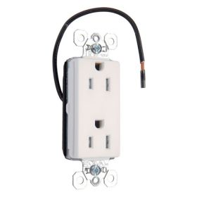 Pass & Seymour Straight Blade Receptacle PTTR26262-SCW 3-Phase Decorator Split Circuit Tamper Resistant Wall Mount Straight Blade Receptacle, 125 VAC, 15 A, 2 Poles, 3 Wires, White