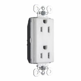 Pass & Seymour Straight Blade Receptacle PTTR26262-W 3-Phase Decorator Tamper Resistant Wall Mount Straight Blade Receptacle, 125 VAC, 15 A, 2 Poles, 3 Wires, White