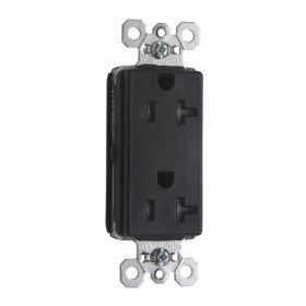 Pass & Seymour Straight Blade Receptacle PTTR26362-BK 3-Phase Decorator Tamper Resistant Wall Mount Straight Blade Receptacle, 125 VAC, 20 A, 2 Poles, 3 Wires, Black