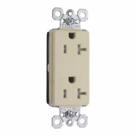 Pass & Seymour Straight Blade Receptacle PTTR26362-I 3-Phase Decorator Tamper Resistant Wall Mount Straight Blade Receptacle, 125 VAC, 20 A, 2 Poles, 3 Wires, Ivory