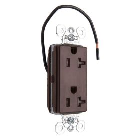 Pass & Seymour Straight Blade Receptacle PTTR26362-SC 3-Phase Decorator Split Circuit Tamper Resistant Wall Mount Straight Blade Receptacle, 125 VAC, 20 A, 2 Poles, 3 Wires, Brown