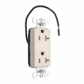 Pass & Seymour Straight Blade Receptacle PTTR26362-SCLA 3-Phase Decorator Split Circuit Tamper Resistant Wall Mount Straight Blade Receptacle, 125 VAC, 20 A, 2 Poles, 3 Wires, Light Almond