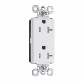 Pass & Seymour Straight Blade Receptacle PTTR26362-W 3-Phase Decorator Tamper Resistant Wall Mount Straight Blade Receptacle, 125 VAC, 20 A, 2 Poles, 3 Wires, White