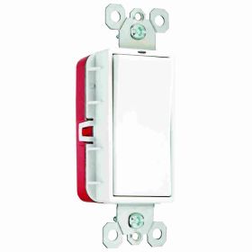 Pass & Seymour PT2625-W PlugTail Illuminated Decorator Switch, 120 VAC, 20 A, 1 W