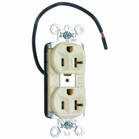 Pass & Seymour Straight Blade Receptacle PT5362-SCLA Duplex Split Circuit Wall Mount Straight Blade Receptacle, 125 VAC, 20 A, 2 Poles, 3 Wires, Light Almond