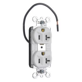 Pass & Seymour Straight Blade Receptacle PT5362-SCW Duplex Split Circuit Wall Mount Straight Blade Receptacle, 125 VAC, 20 A, 2 Poles, 3 Wires, White