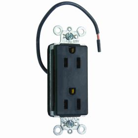 Pass & Seymour Straight Blade Receptacle PT26262-SCBK Decorator Duplex Split Circuit Wall Mount Straight Blade Receptacle, 125 VAC, 15 A, 2 Poles, 3 Wires, Black