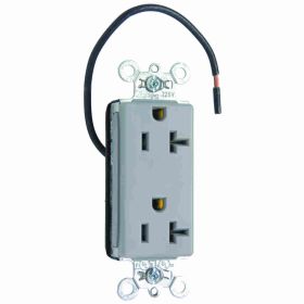 Pass & Seymour Straight Blade Receptacle PT26362-SCGRY Decorator Duplex Split Circuit Straight Blade Receptacle, 125 VAC, 20 A, 2 Poles, 3 Wires, Gray