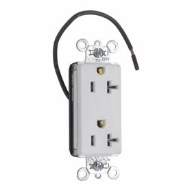 Pass & Seymour Straight Blade Receptacle PT26362-SCW Decorator Duplex Split Circuit Wall Mount Straight Blade Receptacle, 125 VAC, 20 A, 2 Poles, 3 Wires, White