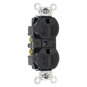 Pass & Seymour TR5262-BK 3-Phase Duplex Tamper Resistant Straight Blade Receptacle, 125 VAC, 15 A, 2 Poles, 3 Wires, Black