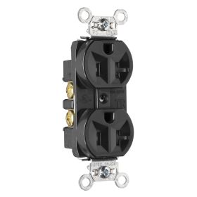 Pass & Seymour TR5362-BK 3-Phase Duplex Tamper Resistant Straight Blade Receptacle, 125 VAC, 20 A, 2 Poles, 3 Wires, Black