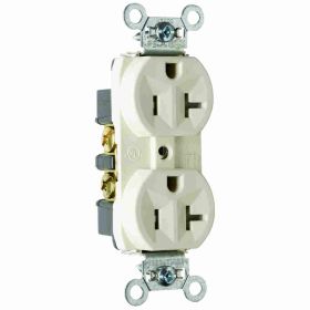 Pass & Seymour TR5362-LA Duplex Tamper Resistant Straight Blade Receptacle, 125 VAC, 20 A, 2 Poles, 3 Wires, Light Almond