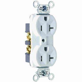 Pass & Seymour TR5362-W Duplex Tamper Resistant Straight Blade Receptacle, 125 VAC, 20 A, 2 Poles, 3 Wires, White